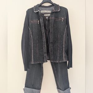 Fibers Jeans by Barbara Lesser Denim 2-Piece Set – Y2K Contrast Stitch